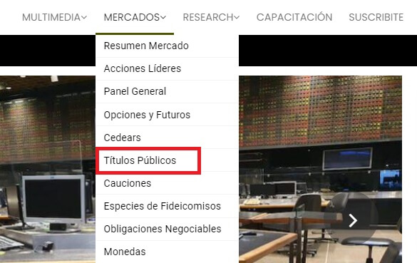 como buscar la cotización de títulos públicos en bolsar