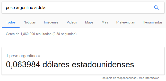 tipo de cambio de Google